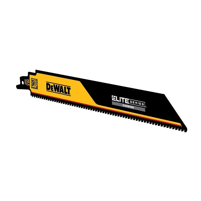 DEWALT ELITE SERIES DWAR9108CT-1 Reciprocating Saw Blade, 1 in W, 9 in L, 8 TPI, Carbide Cutting Edge
