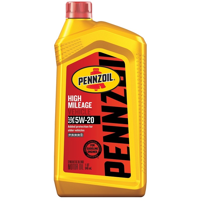 Pennzoil 550022818 High-Mileage Motor Oil, 5W-20, 1 qt Bottle (Pack of 6)