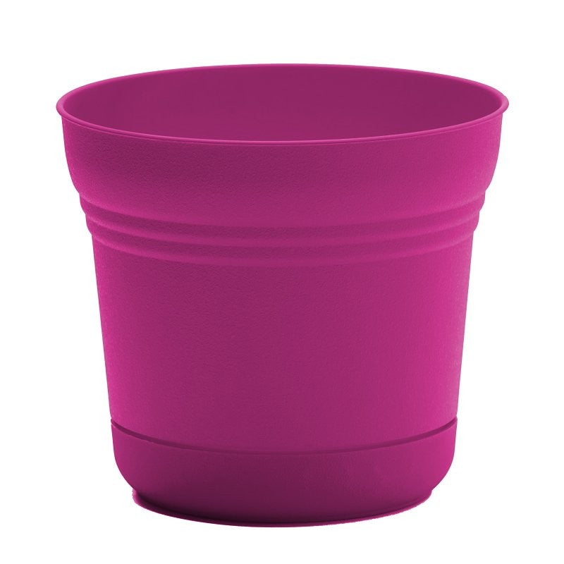 Bloem Saturn Series SP0715 Planter, 7-1/4 in Dia, 6-1/2 in H, Round, Plastic, Fuchsia (Pack of 12)
