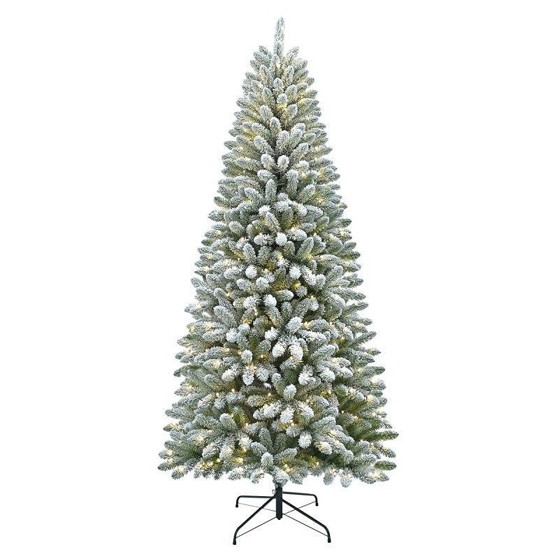 Puleo Asia Limited 357-5691-TF70LDF5K450-CUL Yukon Flocked Tree, 7 ft H, Spruce Family, LED, Multi-Color Light