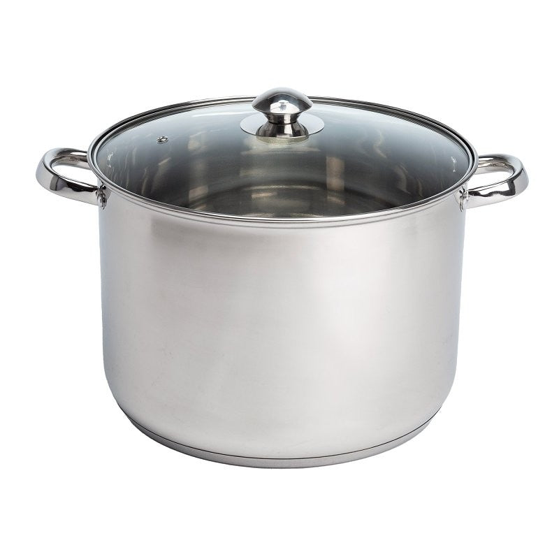Ecolution Pure Intentions Series ESTL-4512 Stock Pot with Tempered Glass Lid, 12 qt Capacity, Stainless Steel