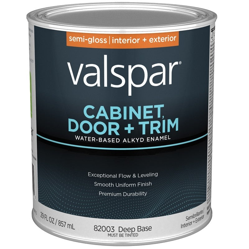 Valspar 8200 028.0082003.005 Cabinet, Door and Trim Paint Enamel, Water Base, Semi-Gloss Sheen, Deep Base, 1 qt