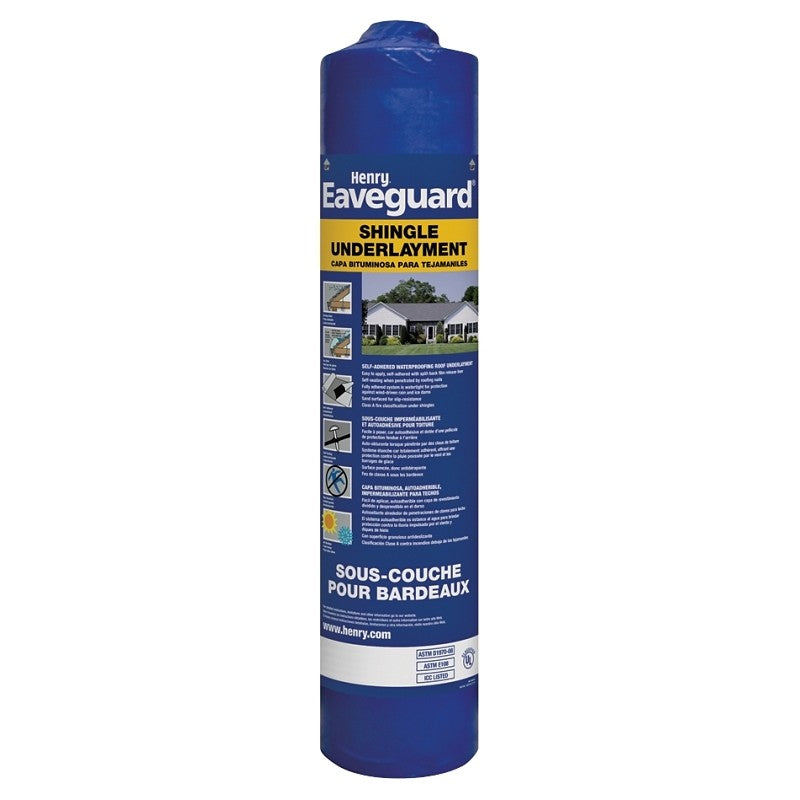 Eaveguard HE740915 Roofing Underlayment, 33.3 ft L, 3 ft W, Asphalt