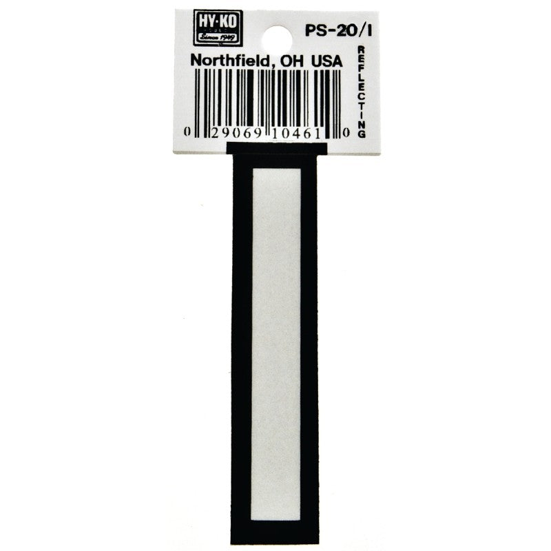 Hy-Ko PS-20/I Reflective Letter, Character: I, 3-1/4 in H Character, Black/White Character, Vinyl (Pack of 10)