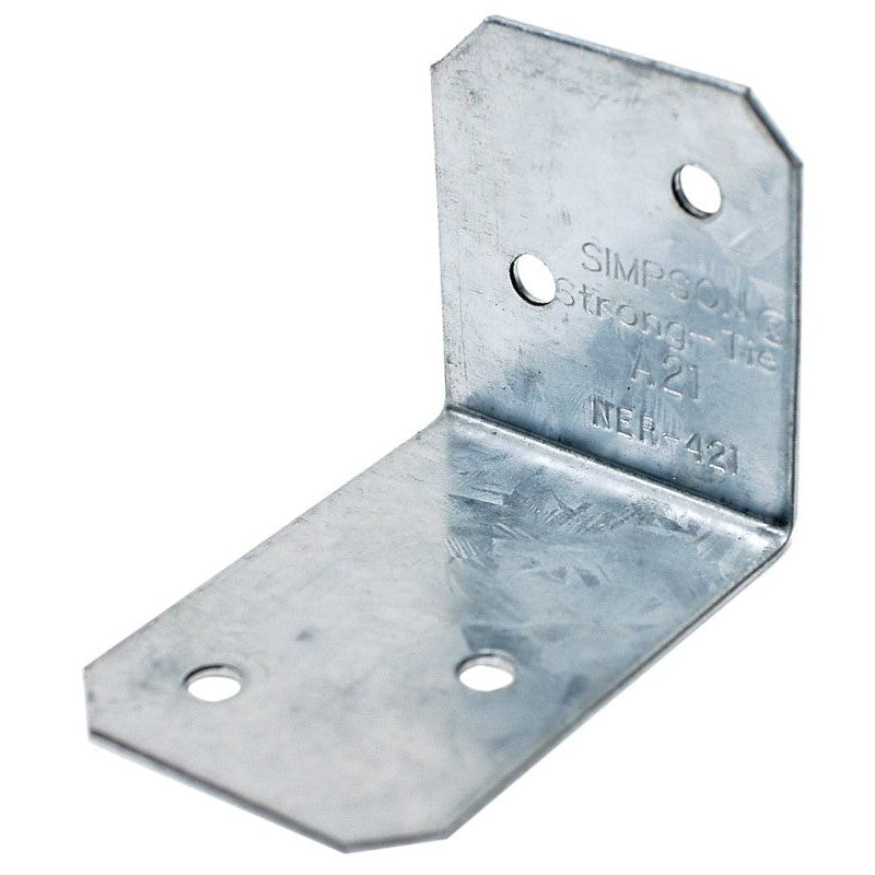 Simpson Strong-Tie A21 Angle, 2 in W, 1-1/2 in D, 1-3/8 in H, Steel, Galvanized/Zinc (Pack of 200)