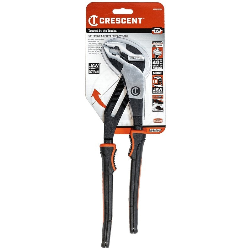 Crescent Z2 K9 Series RTZ212CGV Tongue and Groove Plier, 12.8 in OAL, 2.6 in Jaw, Self-Locking Adjustment, 1.85 in W Jaw