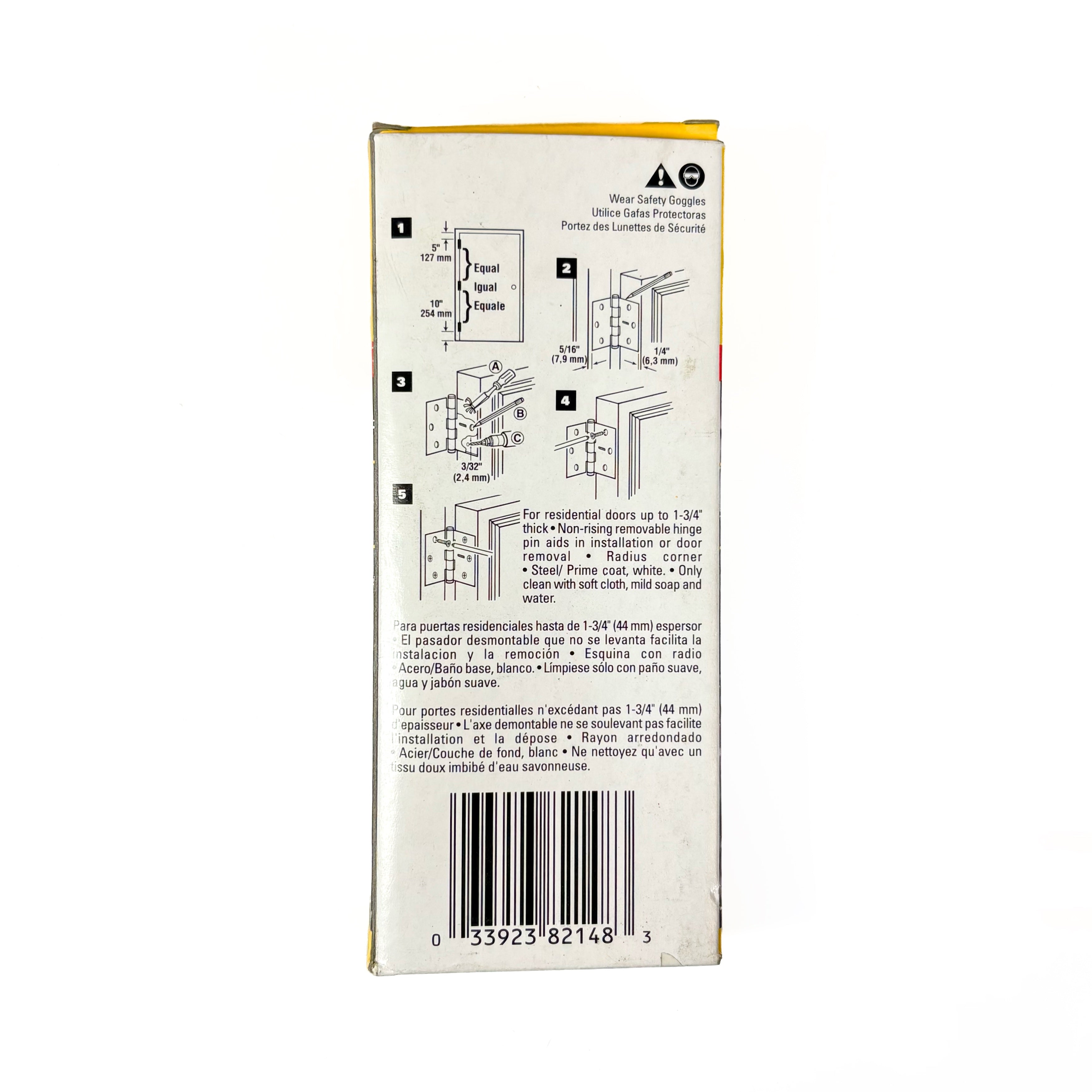 Door Hinges 4 Inch 1/4 Radius Prime Coat White 2 Pack Box