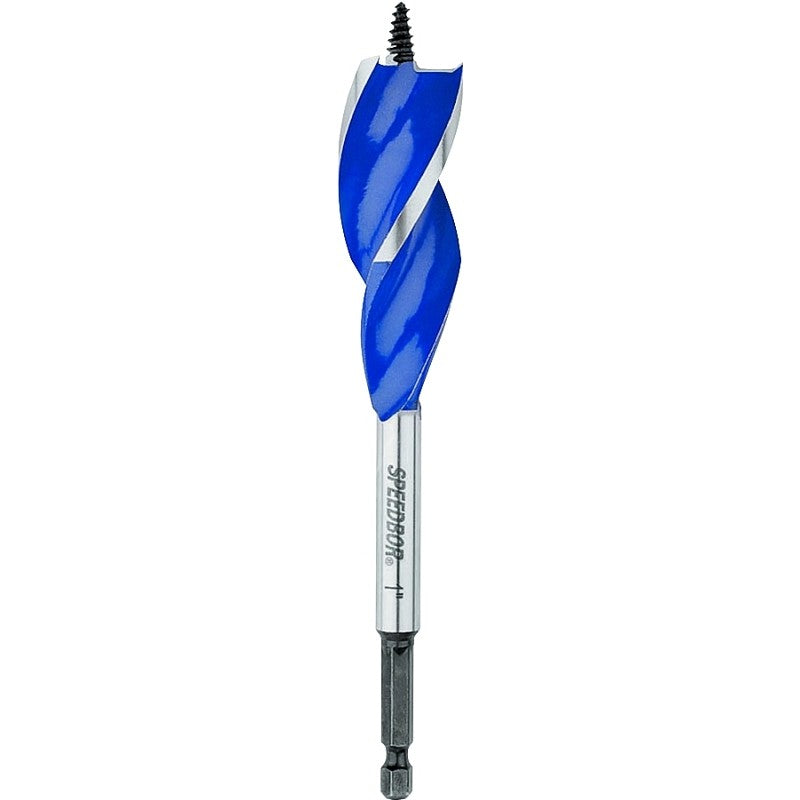 Irwin Speedbor 3041007 Auger Boring Bit, 1 in Dia, 6 in OAL, Tapered Flute, 3-Flute, 1/4 in Dia Shank, Hex Shank