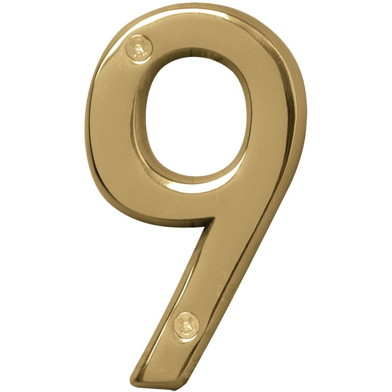 Hy-Ko Prestige Series BR-42PB/9 House Number, 2.938 in W x 6.875 in H Dimensions, Character: 9, 4 in H Character (Pack of 3)