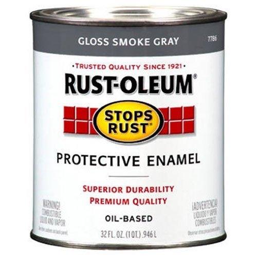 Rust-Oleum Stops Rust 7786502 Enamel Paint, Oil, Gloss, Smoke Gray, 1 qt, Can, 50 to 90 sq-ft/qt Coverage Area