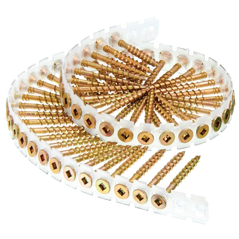 Senco 08F Series 08F200Y Wood Screw, #8 Thread, 2 in L, Flat Head, #2 Drive, Steel, Zinc