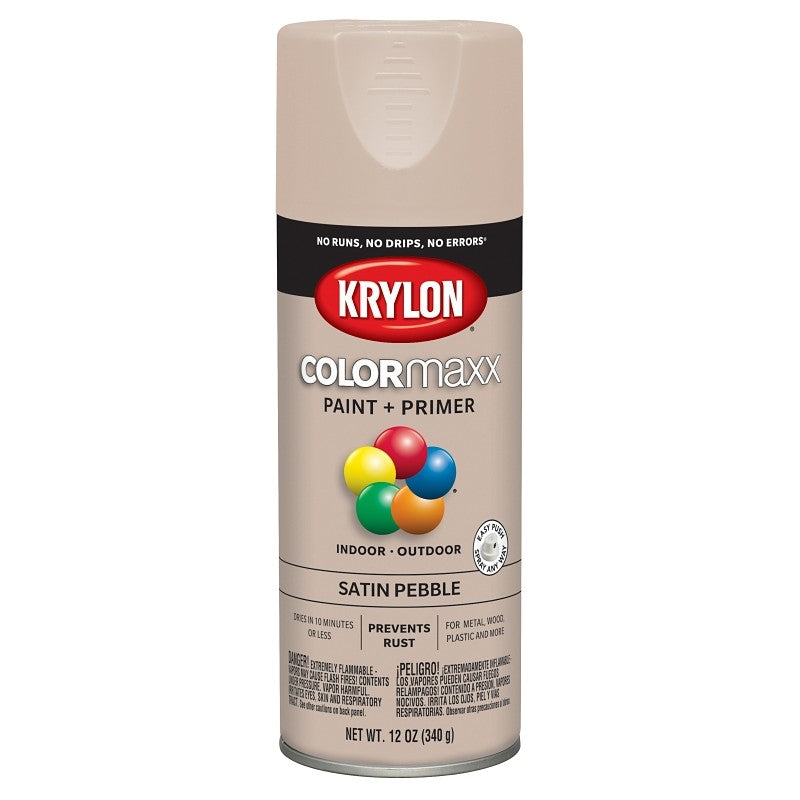 Krylon K05572007 Enamel Spray Paint, Satin, Pebble Gray, 12 oz, Can