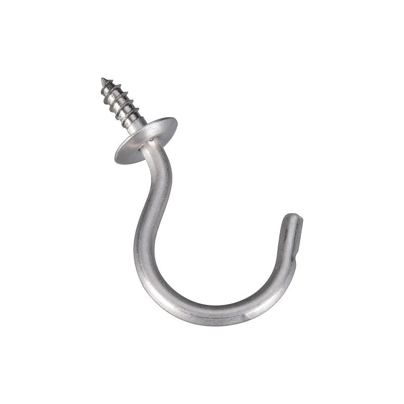 National Hardware N348-458 Cup Hook, 0.44 in L Thread, 1-1/2 in L, Stainless Steel