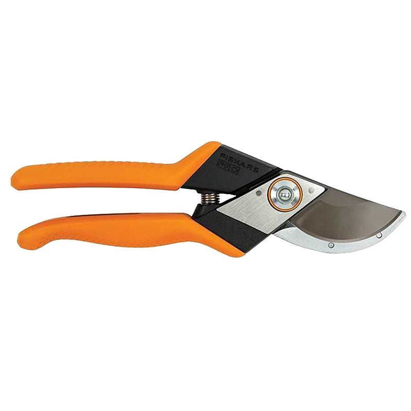 Fiskars 394951-1001 Pruner, 1 in Cutting Capacity, HCS Blade, Curved Blade, Cast Aluminum Handle, Soft Grip Handle