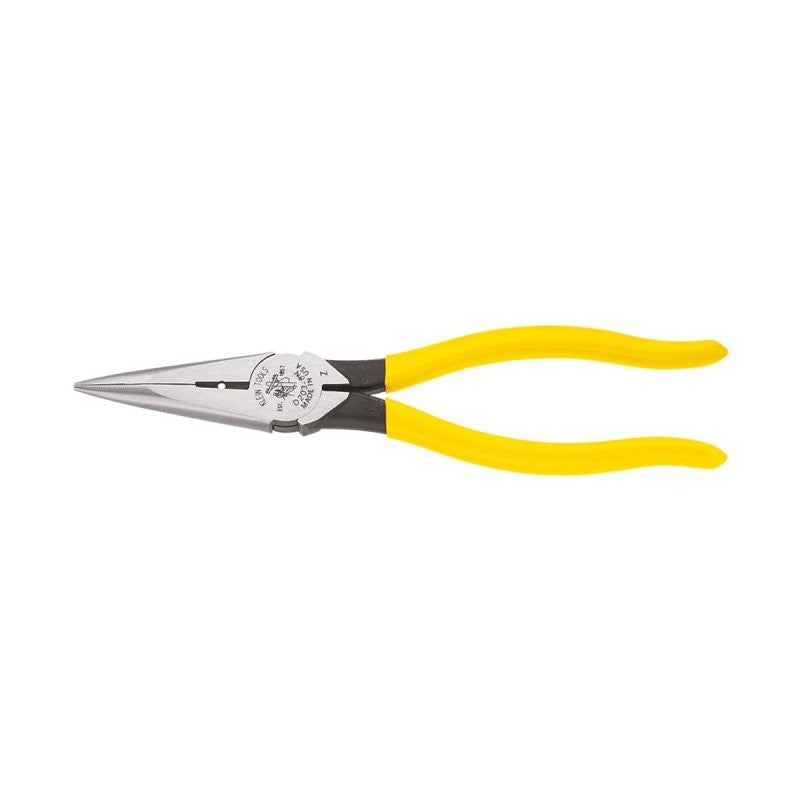 Klein Tools D203-8N Nose Plier, Knurled Jaw, 8-7/16 in OAL, 1-1/4 in Jaw Opening, Yellow Handle