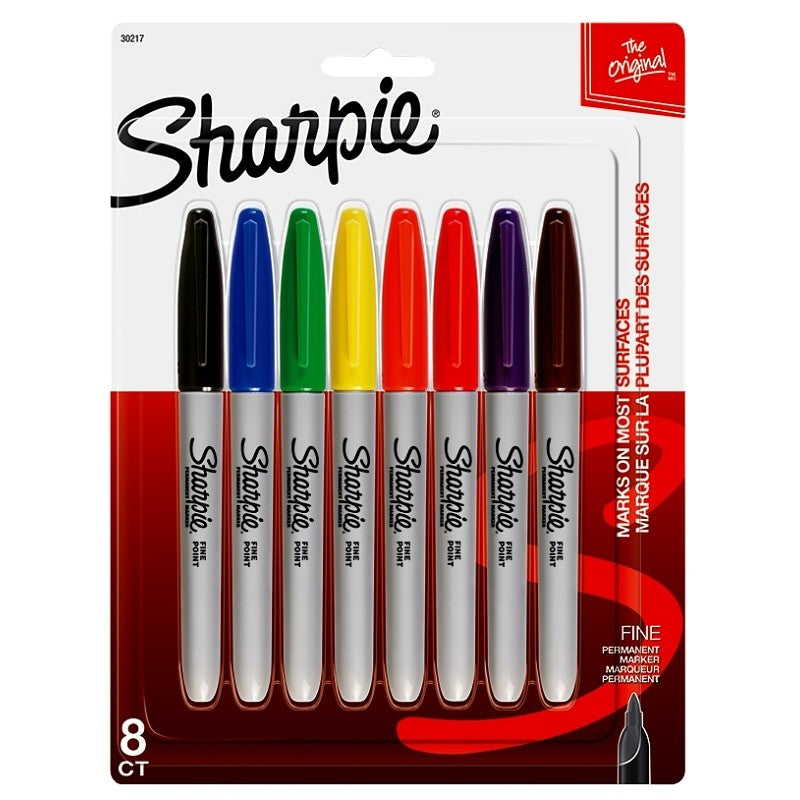Sharpie 30217 Permanent Marker, Includes: Black, Blue, Orange, Purple, Green, Yellow, Red and Brown Markers
