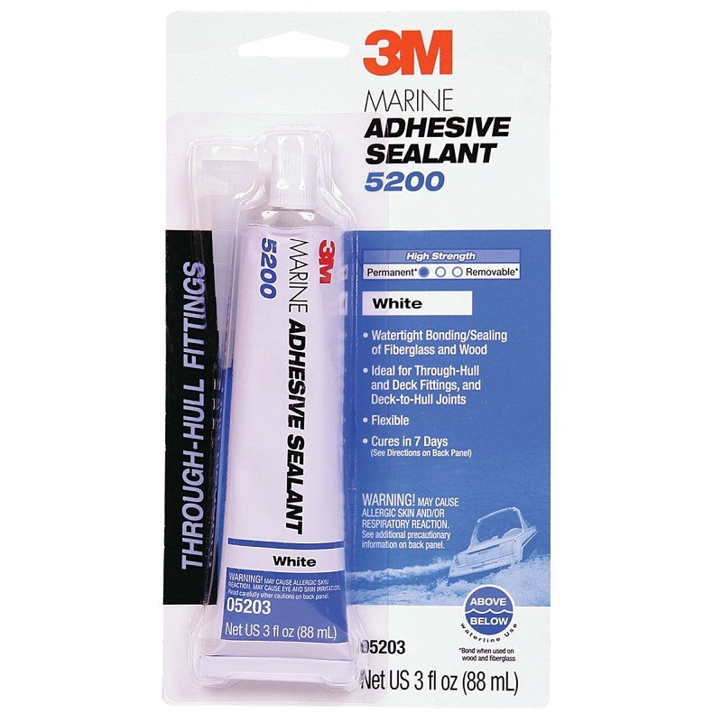 3M 5203 Marine Adhesive Sealant, Paste, White, 3 oz Tube