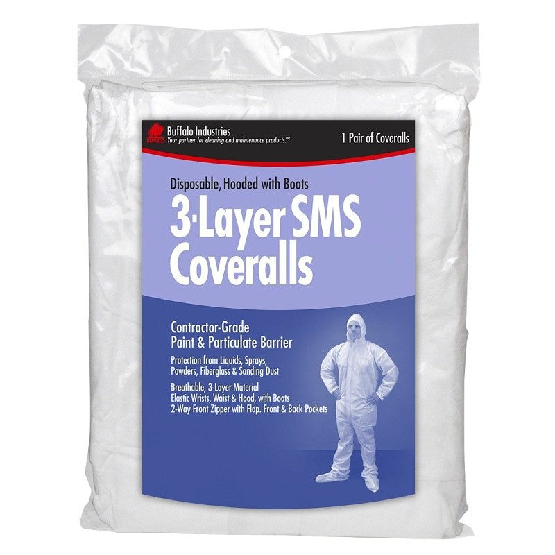 Buffalo 68443 3-Layer SMS Coveralls, 2XL, Zipper, Polypropylene