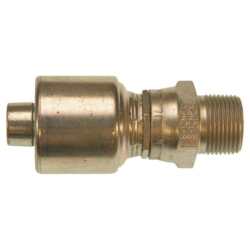 Gates MegaCrimp G25105-1212 Hose Coupling, 3/4 x 3/4 in Dia, 4.01 in, 3/4-14, Crimp x NPTF, Straight Angle, Steel, Zinc