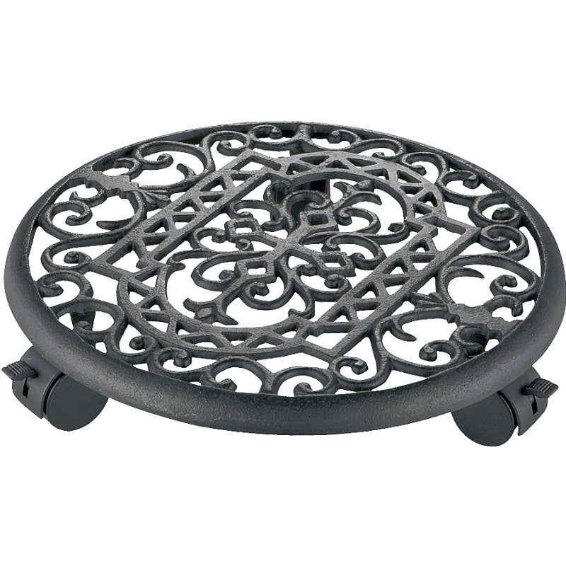 Landscapers Select W52890-3L Planter Dolly, 10.5 OAL, 10.5 in OAW, 2-7/8 in OAH, 1 -Shelf, Iron Shelf, Black Shelf