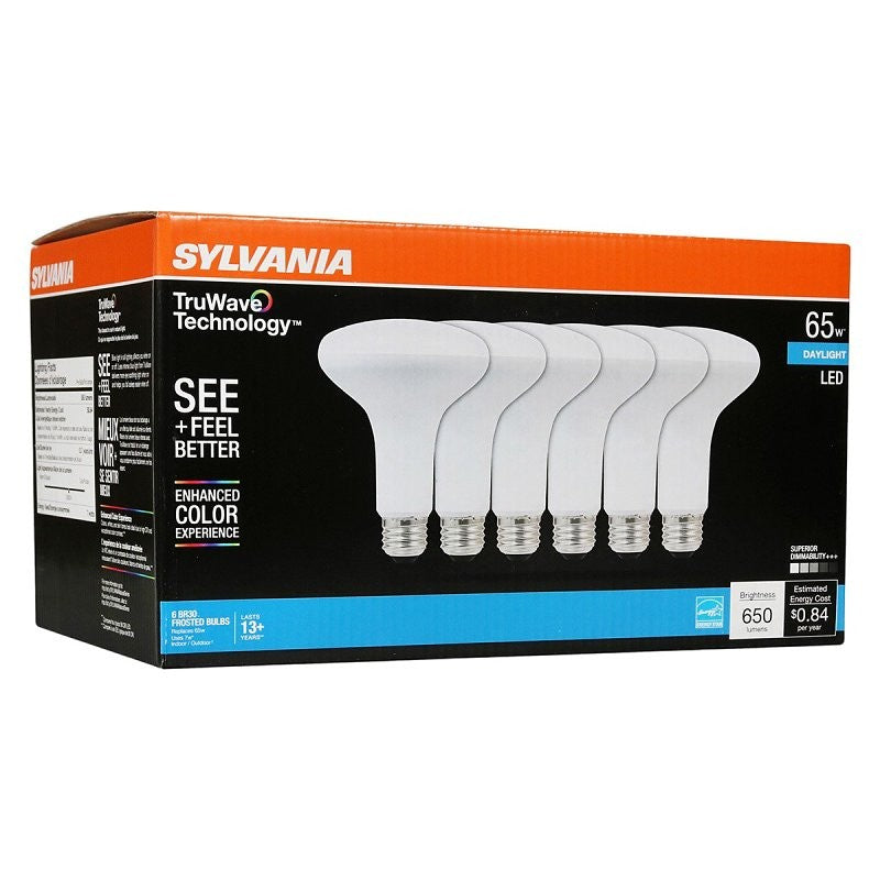 Sylvania Natural Series 41329 LED Bulb, 7 W, BR30 Lamp, 65 W Equivalent, E26 Medium Lamp Base, Dimmable