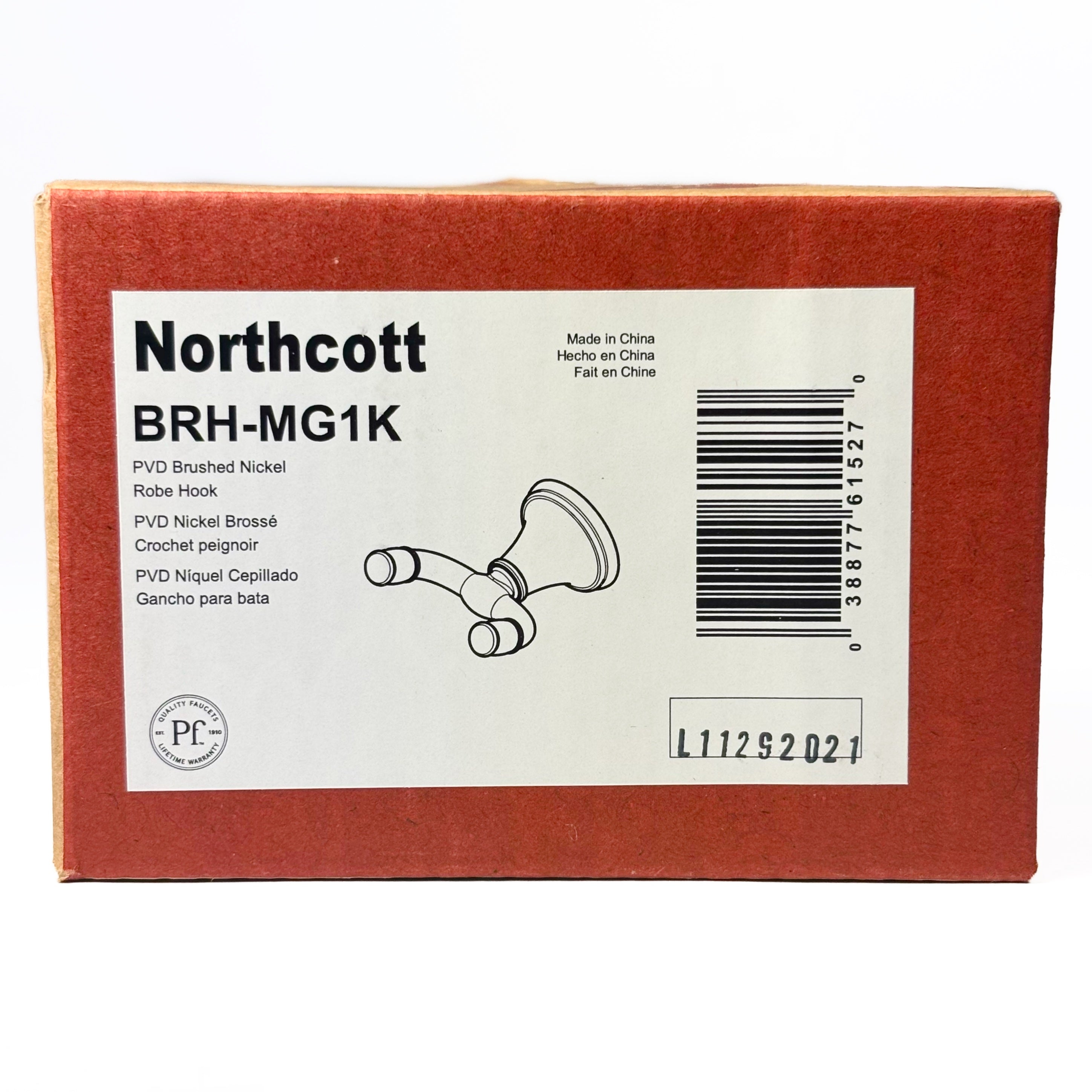 Northcott Robe Hook Brushed Nickel (POS)