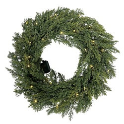 Santas Forest 35004 Cedar Wreath, Polyethylene, Battery, Clear Bulb, Hanging Hoop (Pack of 4)