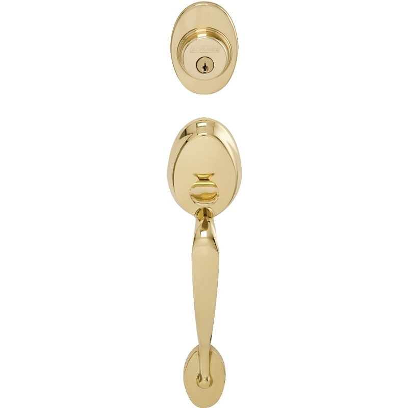 Schlage Plymouth Series F58PLY505 Combination Lockset, Mechanical Lock, Grip Only Handle, Bright Brass, 1 Grade, Metal