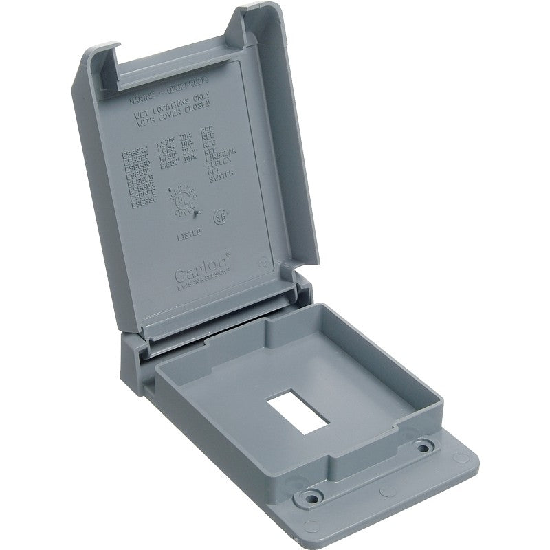 Carlon E98SSCN-CAR Device Cover, 4-53/64 in L, 3-11/16 in W, Rectangular, 1-Gang, Plastic, Gray, Textured