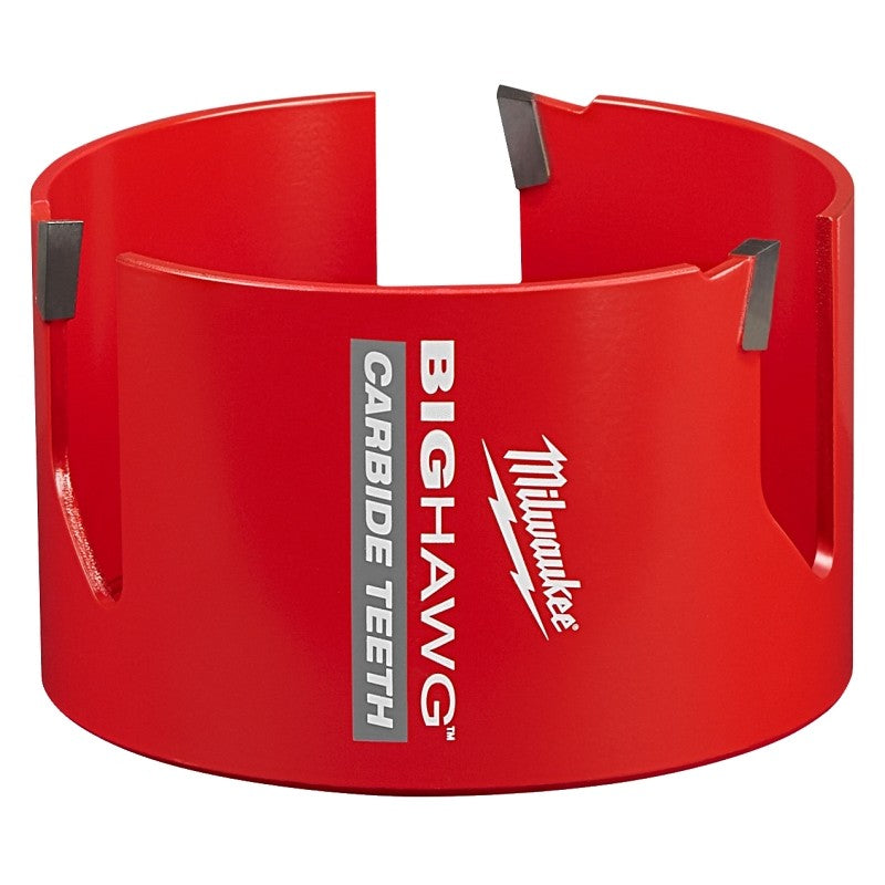 Milwaukee Big Hawg 49-56-9255 Hole Saw, 4-1/4 in Dia, 2.34 in D Cutting, 5/8-18 Arbor, 3 TPI, Carbide Cutting Edge