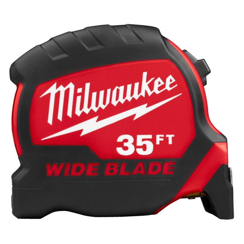 Milwaukee 48-22-1235 Tape Measure, 35 ft L Blade, 1-3/8 in W Blade, Steel Blade, ABS Case, Black/Red Case