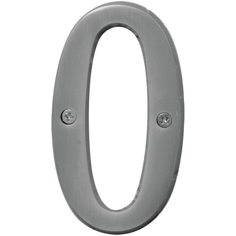 Hy-Ko Prestige Series BR-43SN/0 House Number, Character: 0, 4 in H Character, Nickel Character, Solid Brass (Pack of 3)