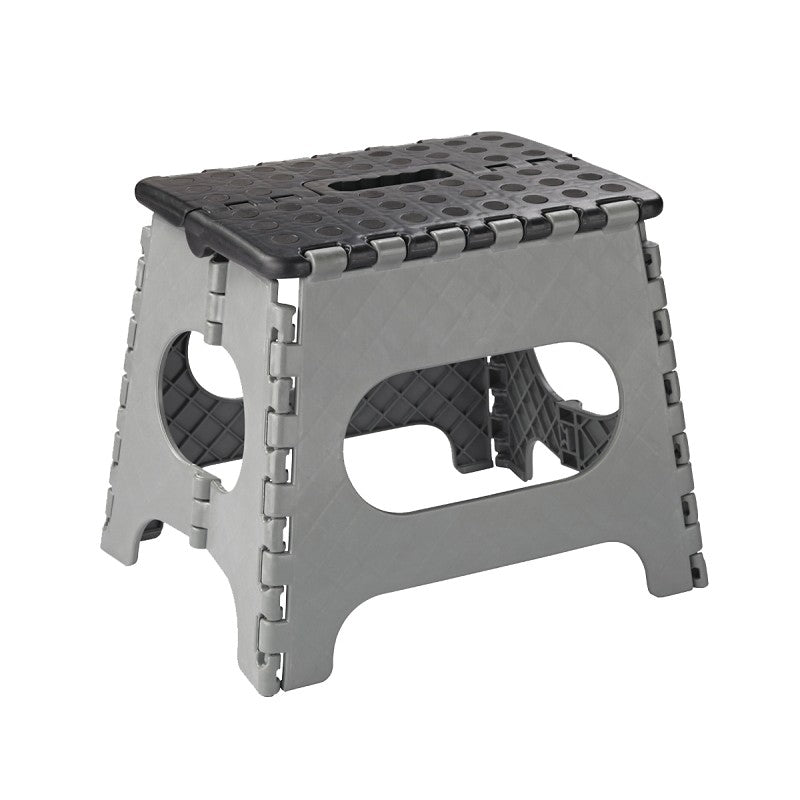 Simple Spaces SD027 Folding Step Stool, 10-5/8 in H, 1-Step, 330, Plastic, Black Gray