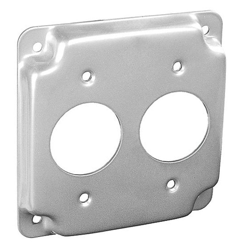 Southwire G1933-UPC Industrial Surface Cover, 1/2 in L, 4 in W, Square, 2-Gang, Steel, Silver, Galvanized
