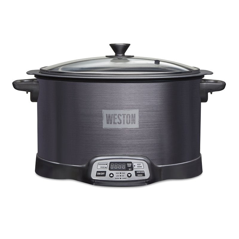 Weston 03-2500-W 2-in-1 Indoor Smoker and Slow Cooker, 6 qt, 120 V, 370 W, Digital Control