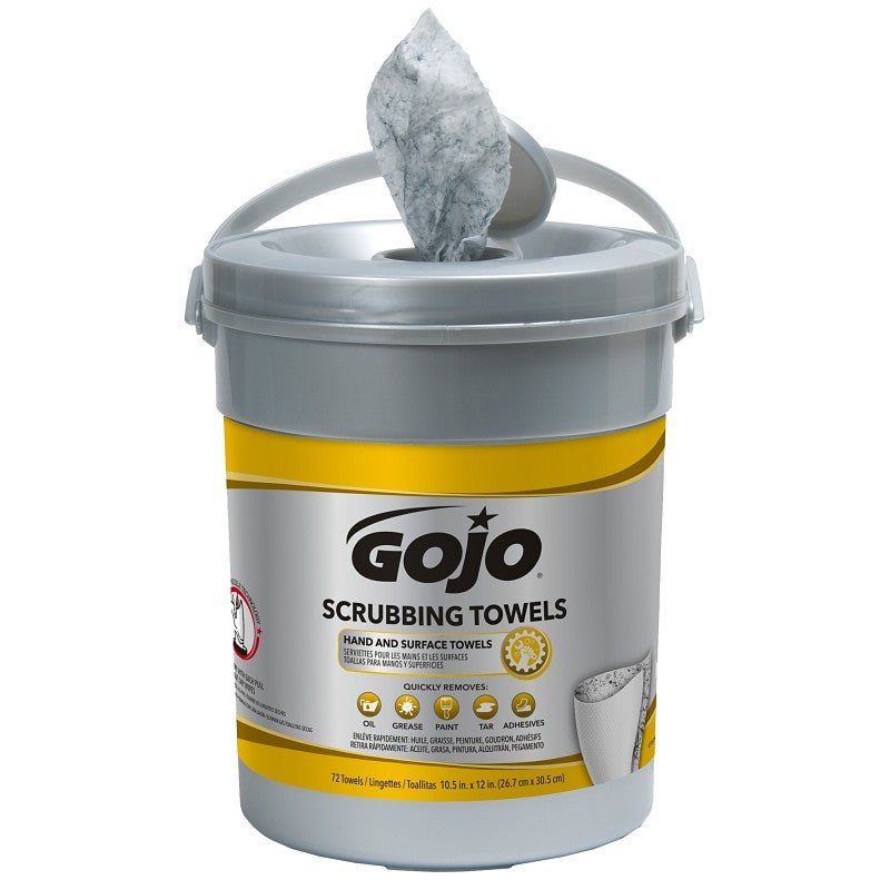 Gojo 6396-06 Scrubbing Towel, 12 in L, 10-1/2 in W, Clear/Light Yellow (Pack of 6)