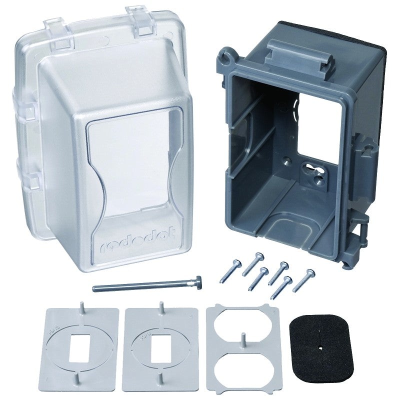 Red Dot CKPM Cover, Lockable, 6-5/32 in L, 4-11/16 in W, Rectangular, 1-Gang, Clear, Polycarbonate