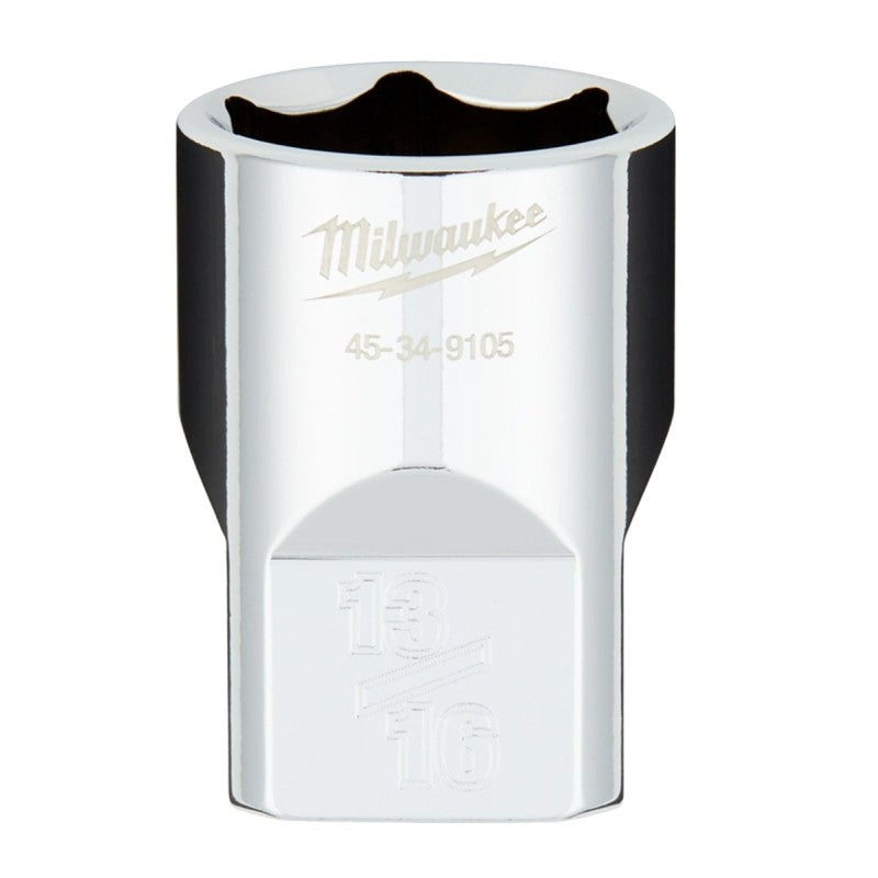 Milwaukee 45-34-9105 Socket, 13/16 in Socket, Standard Socket, 1.1 in OAL, 1/2 in Drive, 6-Point, Chrome Vanadium Steel