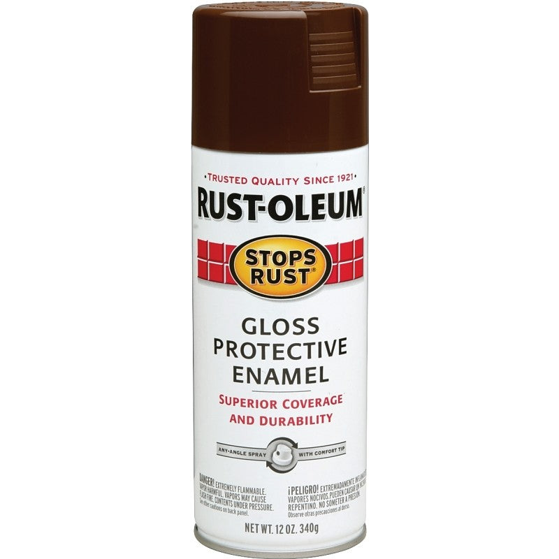 Rust-Oleum 7775830 Rust Preventative Spray Paint, Gloss, Leather Brown, 12 oz, Can