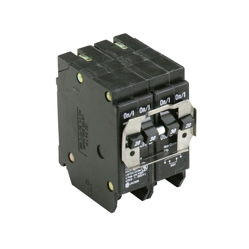 Cutler-Hammer BQ220230 Circuit Breaker with Rejection Tab, Quad, Type BQ, 20/30 A, 4 -Pole, 120/240 V