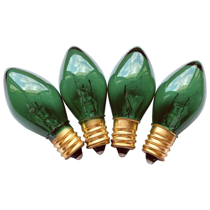 Hometown Holidays 19115 Light Bulb, 5 W, Candelabra Lamp Base, Incandescent Lamp, Transparent Green Light (Pack of 25)
