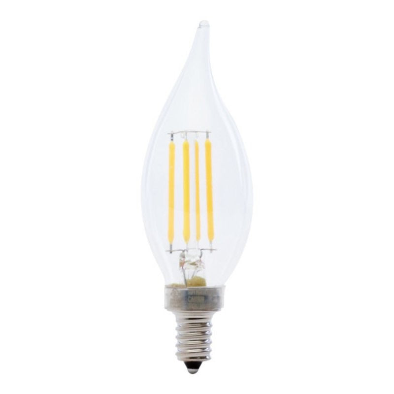 Feit Electric BPCFC40/927CA/FIL/2 LED Bulb, 120 V, 300 Lumens, 3.3 W, Flame Tip Lamp, 40 W Equivalent, Dimmable, 2/PK