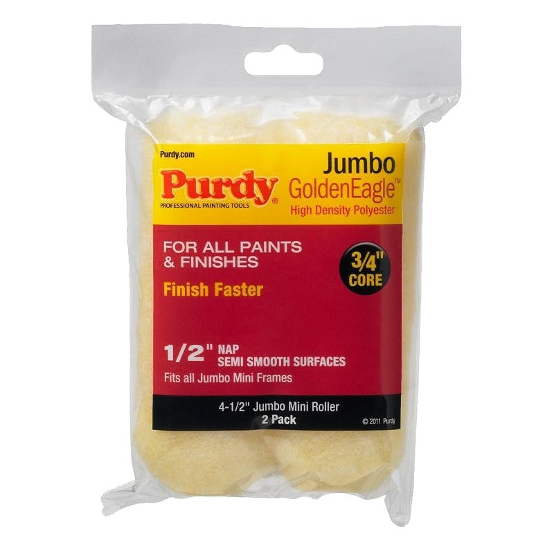 Purdy Golden Eagle 140624023 Roller Cover, 1/2 in Thick Nap, 4-1/2 in L, Polyester Cover