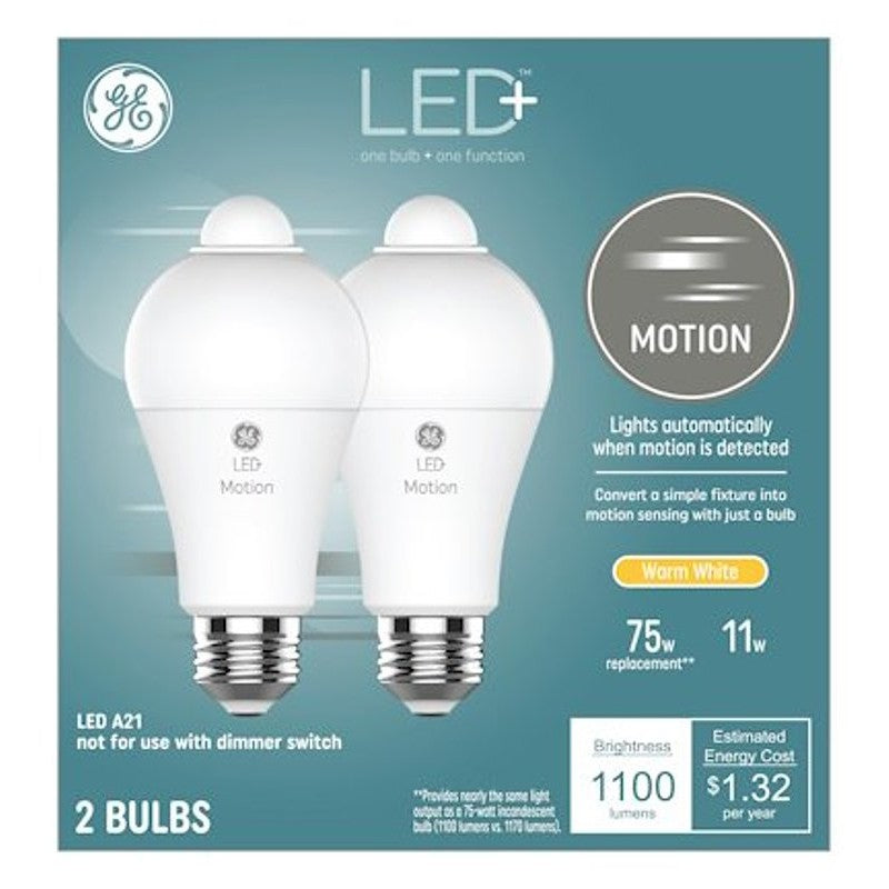 GE 93129313 LED Light Bulb, General-Purpose, A21 Lamp, 75 W Equivalent, E26 Medium Lamp Base, White, Warm White Light