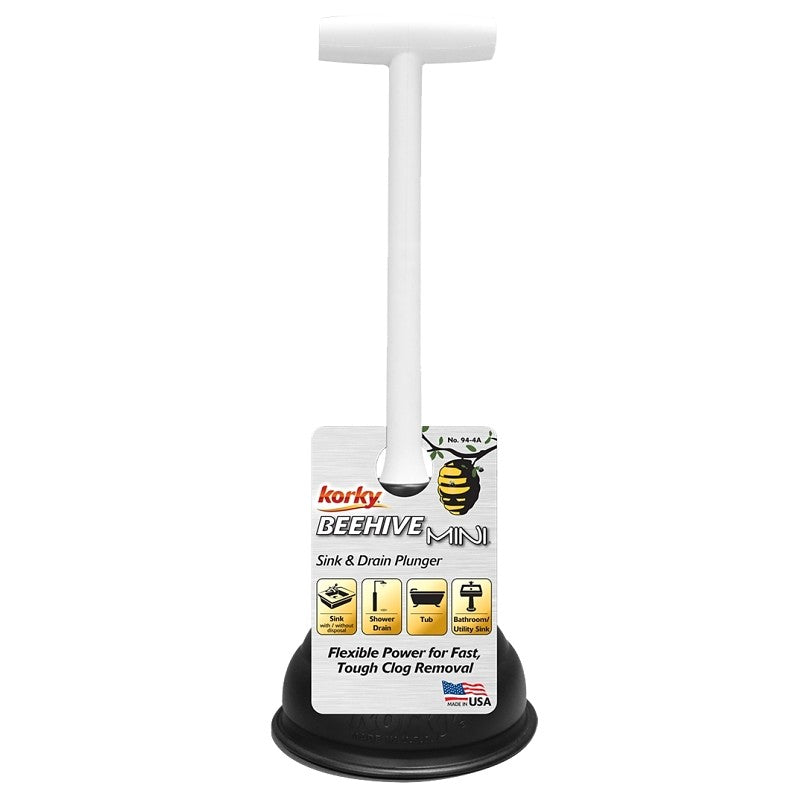 Korky 94-4A Drain Plunger, 5-1/2 in Cup, T Handle