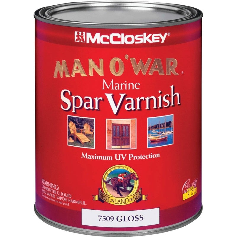McCloskey Man O War 80-7509 080.0007509.005 Spar Varnish, Gloss, Clear, Liquid, 1 qt (Pack of 4)
