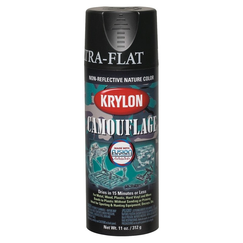 Krylon K04290777 Camouflage Spray Paint, Flat, Camouflage Black, 12 oz