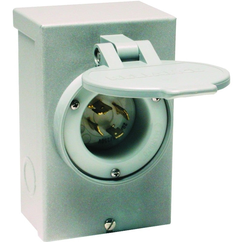 Reliance Controls PB20 Power Inlet Box, 20 A, 125/250 V, Gray