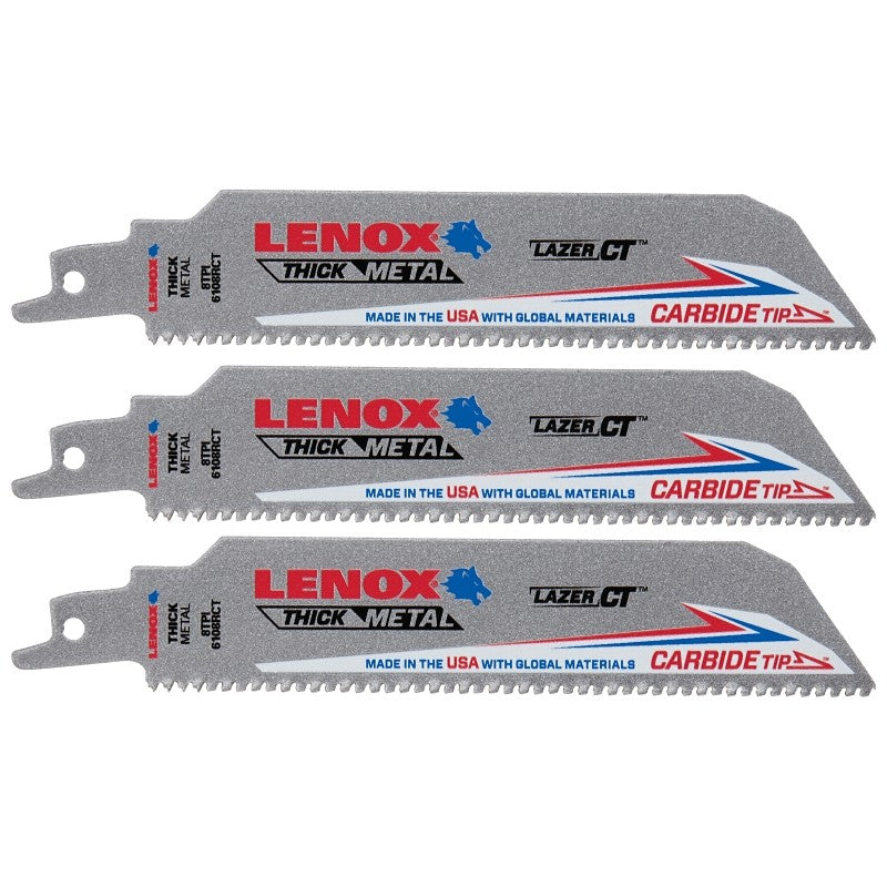 Lenox 2058828 Series Reciprocating Saw Blade, Applicable Materials: Cast Iron, Stainless Steel, 1 in W, 6 in L, 8 TPI
