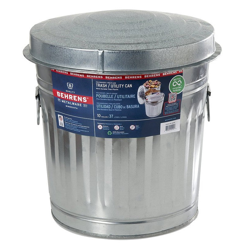 Behrens 6210 Trash Can, 10 gal Capacity, Steel
